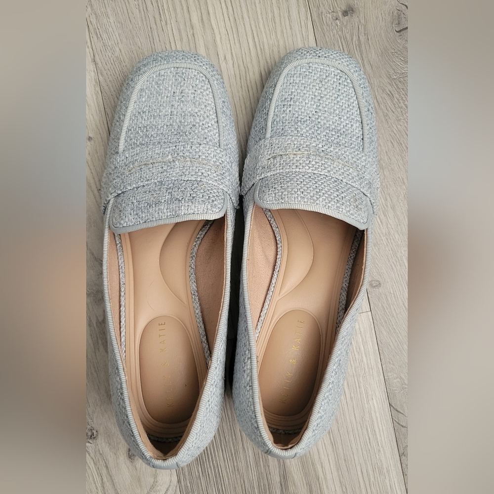 Kelly & Katie Payln Linen/Cloth Gray Loafers with 2" Heel, Women's US 7.5, EU 38 - Picture 8 of 13